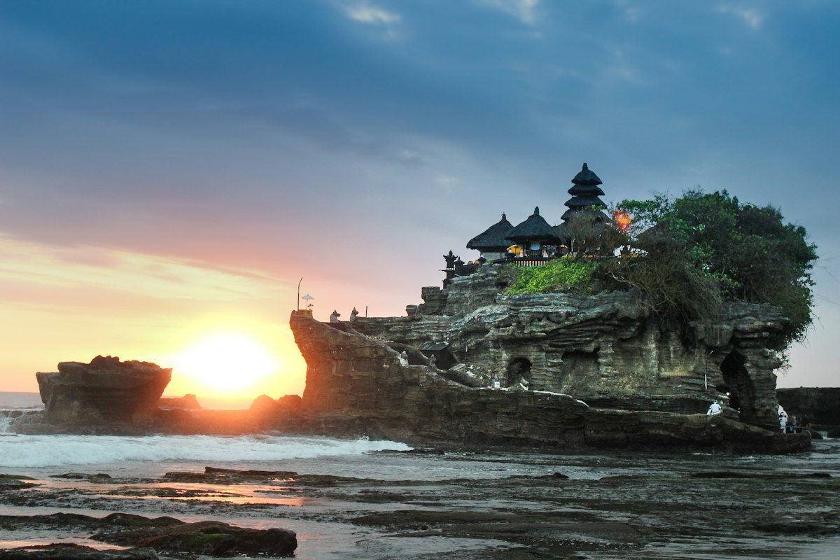 Tanah Lot, a Hindu temple on a rock formation off the coast of Bali