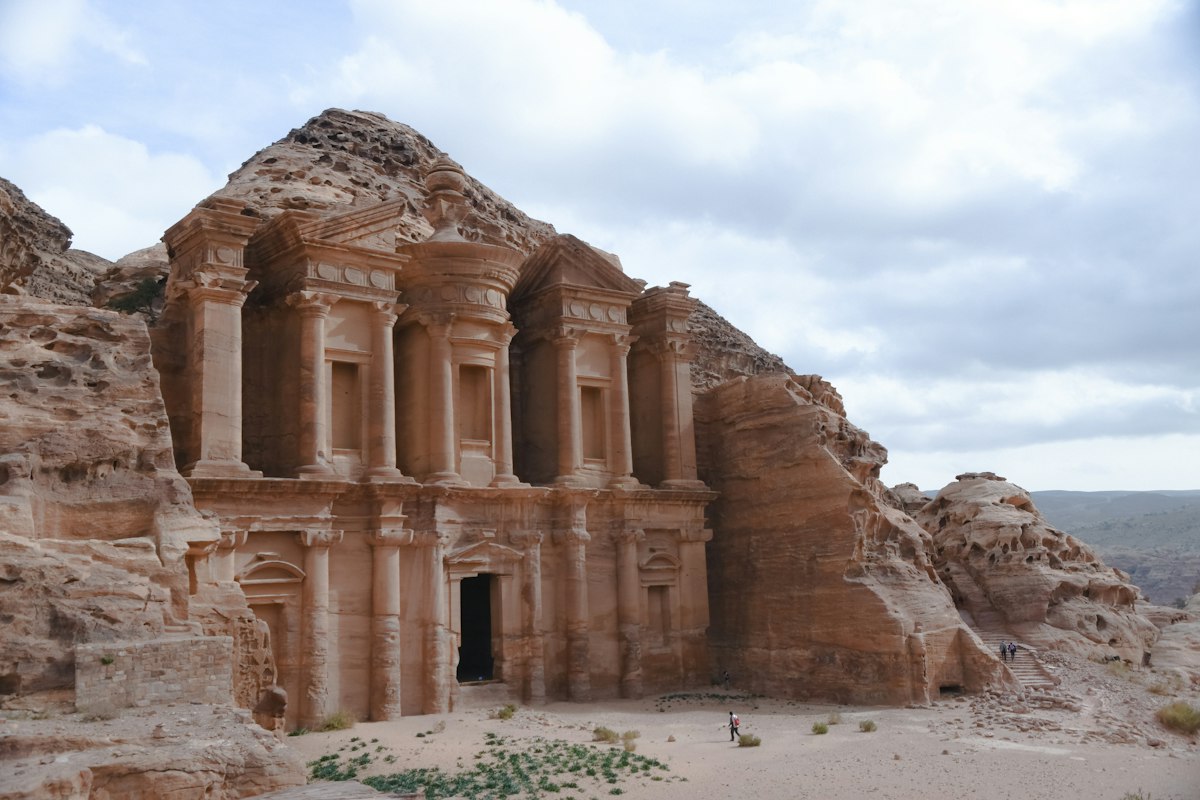 Petra, Jordan during daytime with visitors exploring the ancient site